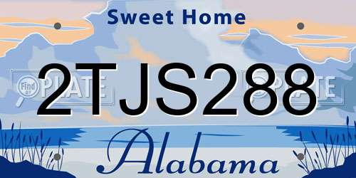 2TJS288 Alabama License Plate