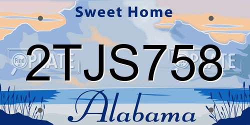 2TJS758 Alabama License Plate