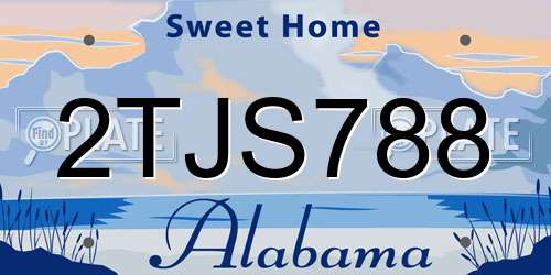 2TJS788 Alabama License Plate