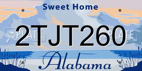 2TJT260 Alabama License Plate