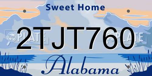 2TJT760 Alabama License Plate
