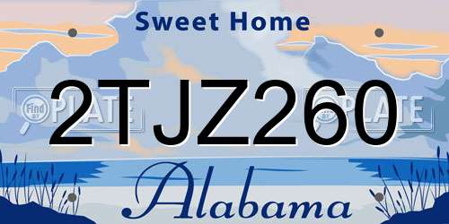 2TJZ260 Alabama License Plate