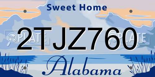 2TJZ760 Alabama License Plate