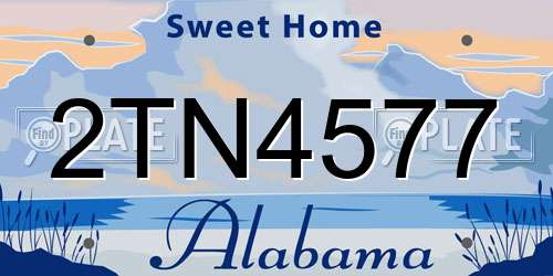2TN4577 Alabama License Plate