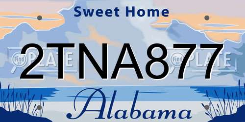 2TNA877 Alabama License Plate