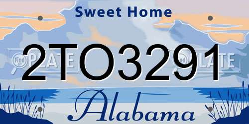 2TO3291 Alabama License Plate