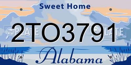 2TO3791 Alabama License Plate
