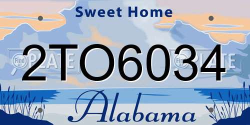 2TO6034 Alabama License Plate