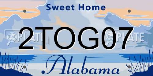 2TOG07 Alabama License Plate
