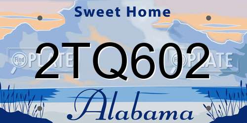 2TQ602 Alabama License Plate