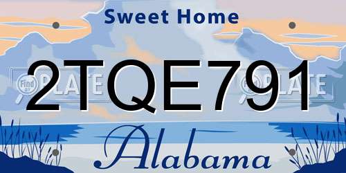 2TQE791 Alabama License Plate
