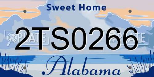 2TS0266 Alabama License Plate