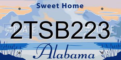 2TSB223 Alabama License Plate