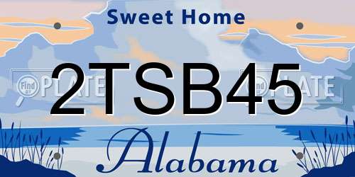 2TSB45 Alabama License Plate