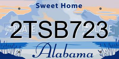 2TSB723 Alabama License Plate