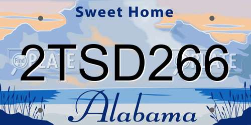 2TSD266 Alabama License Plate