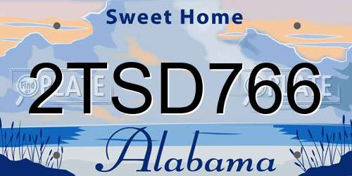 2TSD766 Alabama License Plate