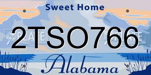 2TSO766 Alabama License Plate