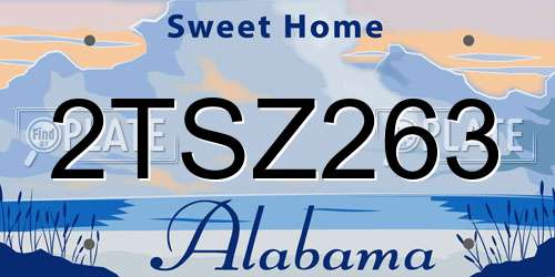 2TSZ263 Alabama License Plate