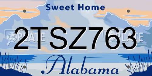 2TSZ763 Alabama License Plate