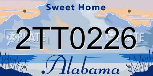 2TT0226 Alabama License Plate