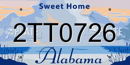 2TT0726 Alabama License Plate