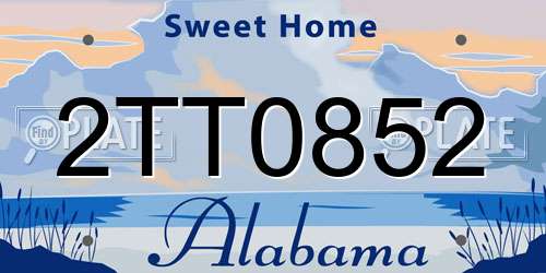 2TT0852 Alabama License Plate