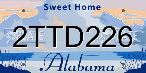 2TTD226 Alabama License Plate