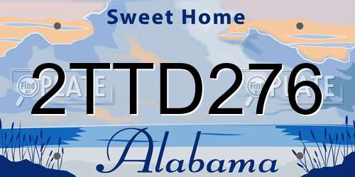 2TTD276 Alabama License Plate
