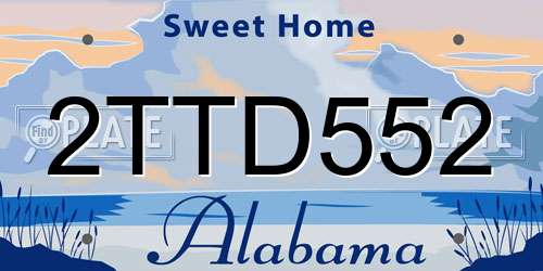 2TTD552 Alabama License Plate