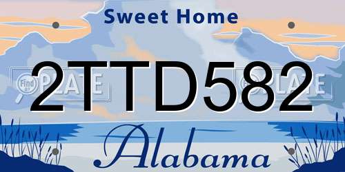 2TTD582 Alabama License Plate