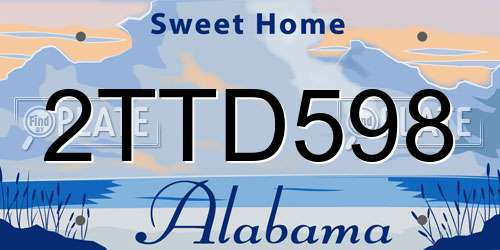 2TTD598 Alabama License Plate