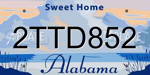 2TTD852 Alabama License Plate