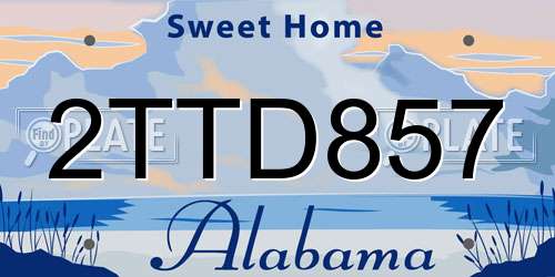 2TTD857 Alabama License Plate
