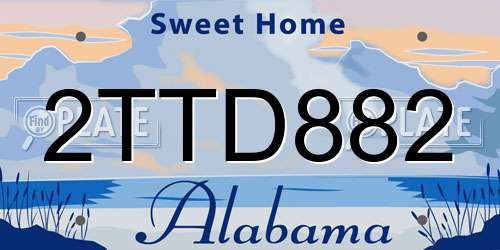 2TTD882 Alabama License Plate