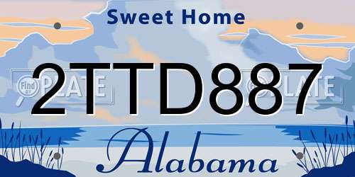 2TTD887 Alabama License Plate