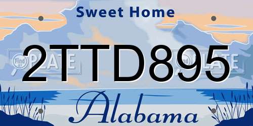 2TTD895 Alabama License Plate