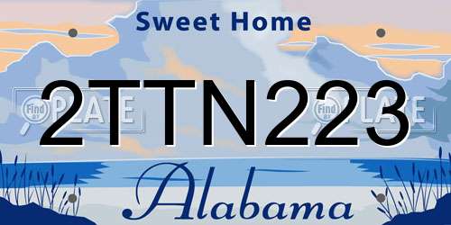 2TTN223 Alabama License Plate
