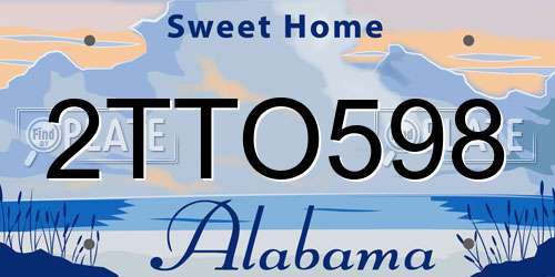 2TTO598 Alabama License Plate