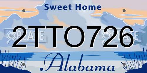 2TTO726 Alabama License Plate