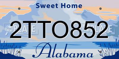 2TTO852 Alabama License Plate