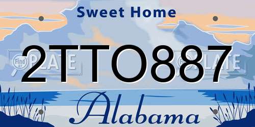 2TTO887 Alabama License Plate
