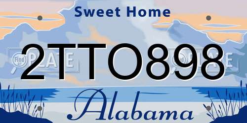 2TTO898 Alabama License Plate