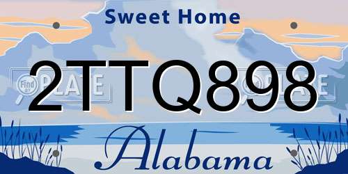 2TTQ898 Alabama License Plate