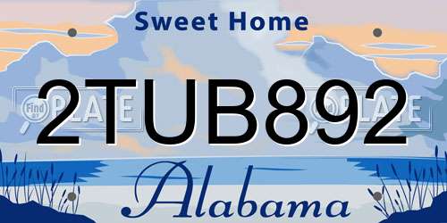 2TUB892 Alabama License Plate