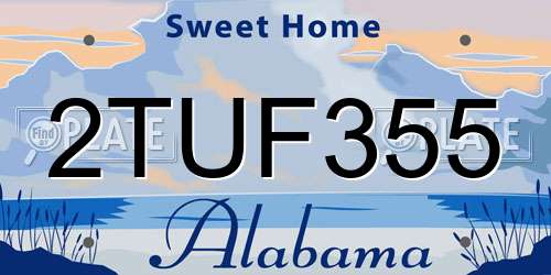 2TUF355 Alabama License Plate