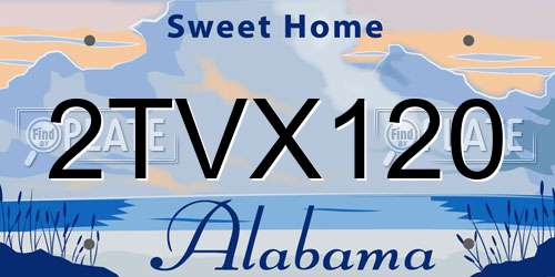 2TVX120 Alabama License Plate