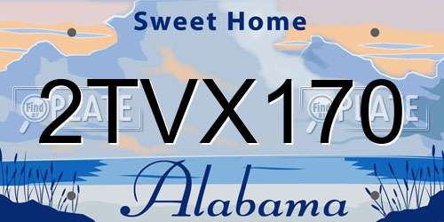 2TVX170 Alabama License Plate