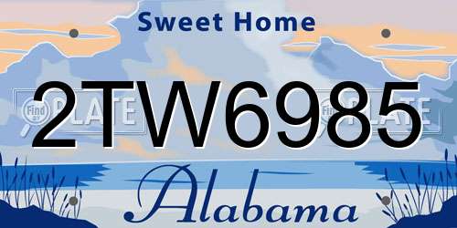 2TW6985 Alabama License Plate