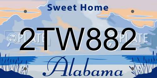 2TW882 Alabama License Plate